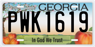 GA license plate PWK1619