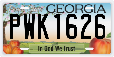 GA license plate PWK1626