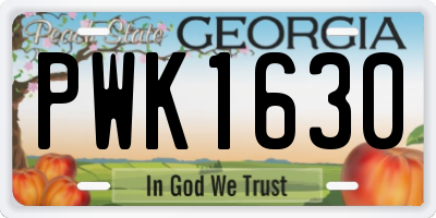 GA license plate PWK1630