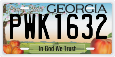 GA license plate PWK1632