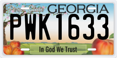 GA license plate PWK1633