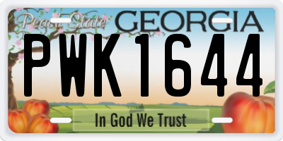 GA license plate PWK1644
