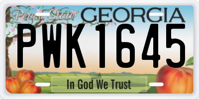 GA license plate PWK1645