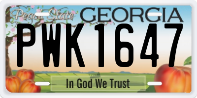 GA license plate PWK1647