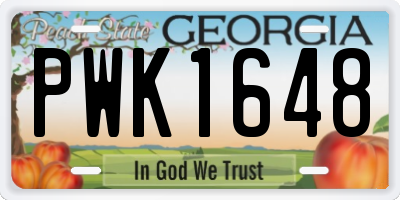 GA license plate PWK1648