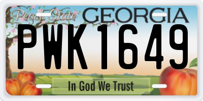 GA license plate PWK1649