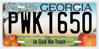 GA license plate PWK1650