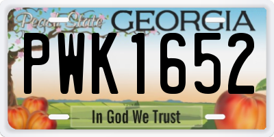 GA license plate PWK1652