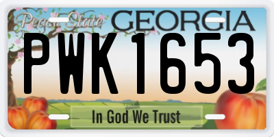 GA license plate PWK1653