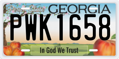 GA license plate PWK1658