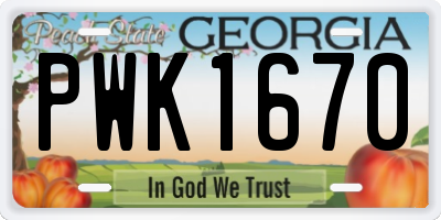 GA license plate PWK1670