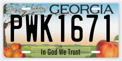 GA license plate PWK1671