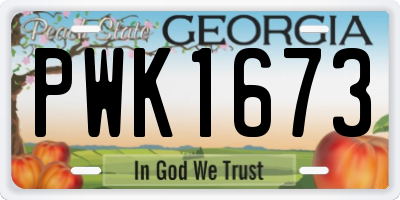 GA license plate PWK1673