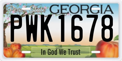 GA license plate PWK1678