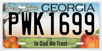 GA license plate PWK1699
