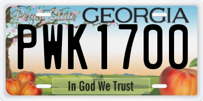 GA license plate PWK1700