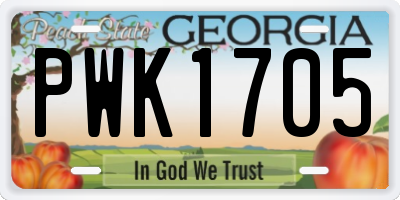GA license plate PWK1705