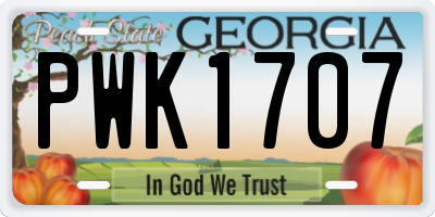 GA license plate PWK1707