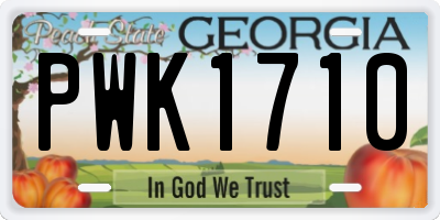 GA license plate PWK1710