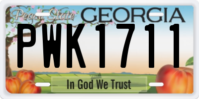 GA license plate PWK1711