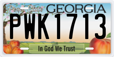 GA license plate PWK1713