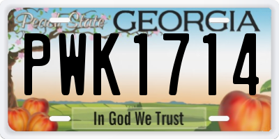 GA license plate PWK1714