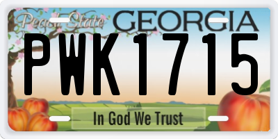 GA license plate PWK1715
