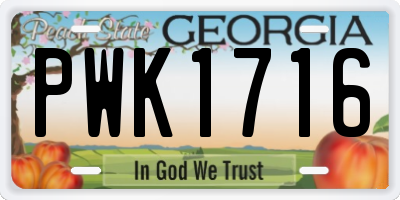 GA license plate PWK1716