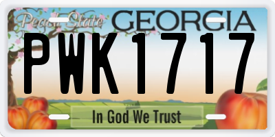GA license plate PWK1717