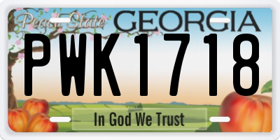 GA license plate PWK1718