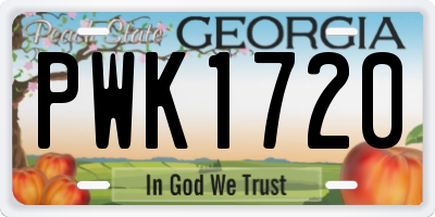 GA license plate PWK1720