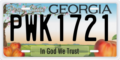 GA license plate PWK1721