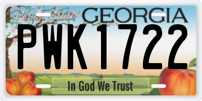 GA license plate PWK1722