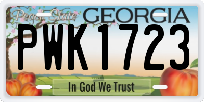 GA license plate PWK1723