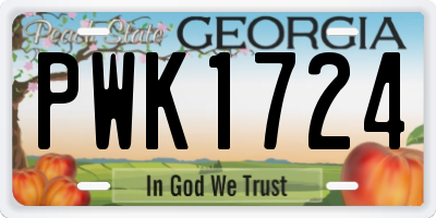 GA license plate PWK1724