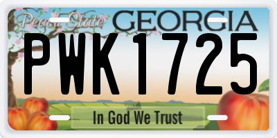 GA license plate PWK1725