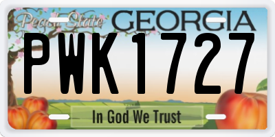GA license plate PWK1727