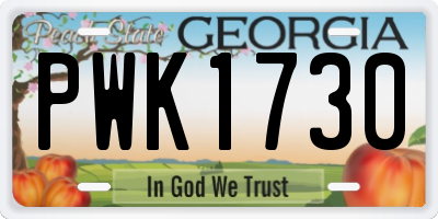 GA license plate PWK1730