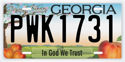 GA license plate PWK1731