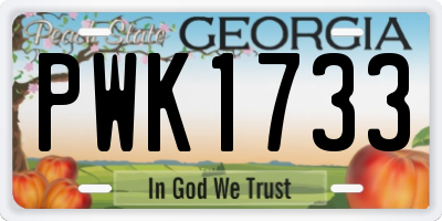 GA license plate PWK1733
