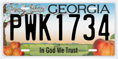 GA license plate PWK1734
