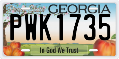 GA license plate PWK1735