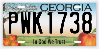 GA license plate PWK1738