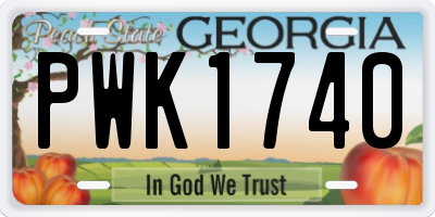 GA license plate PWK1740