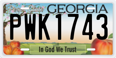 GA license plate PWK1743