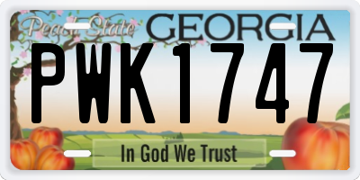 GA license plate PWK1747
