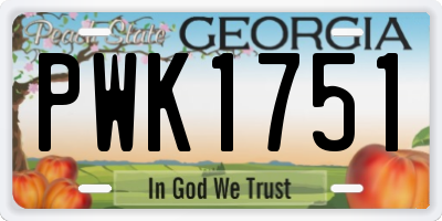 GA license plate PWK1751