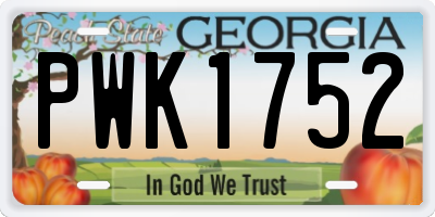GA license plate PWK1752