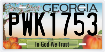 GA license plate PWK1753