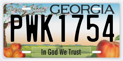 GA license plate PWK1754